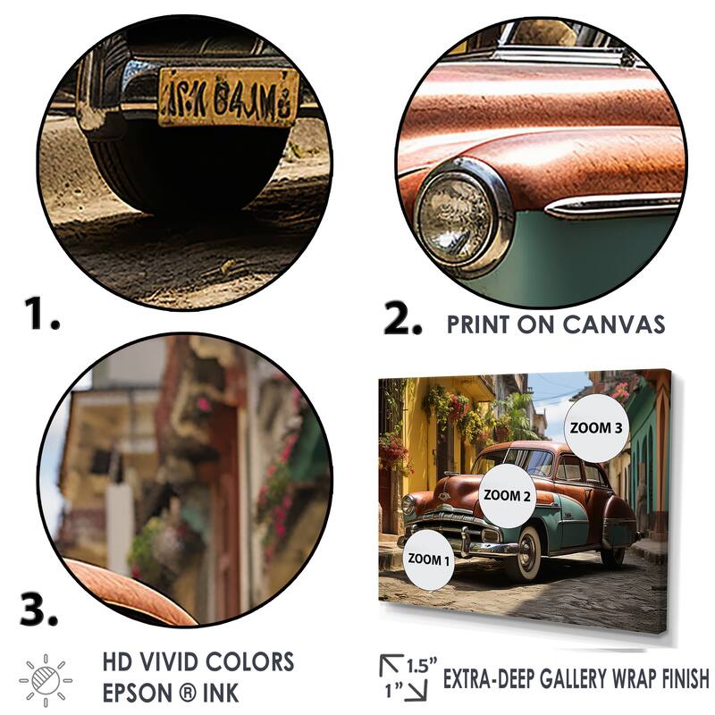Designart "Vintage Cuban Car Heritage" Cuba Wall Art Bed Bath & Beyond 39938505